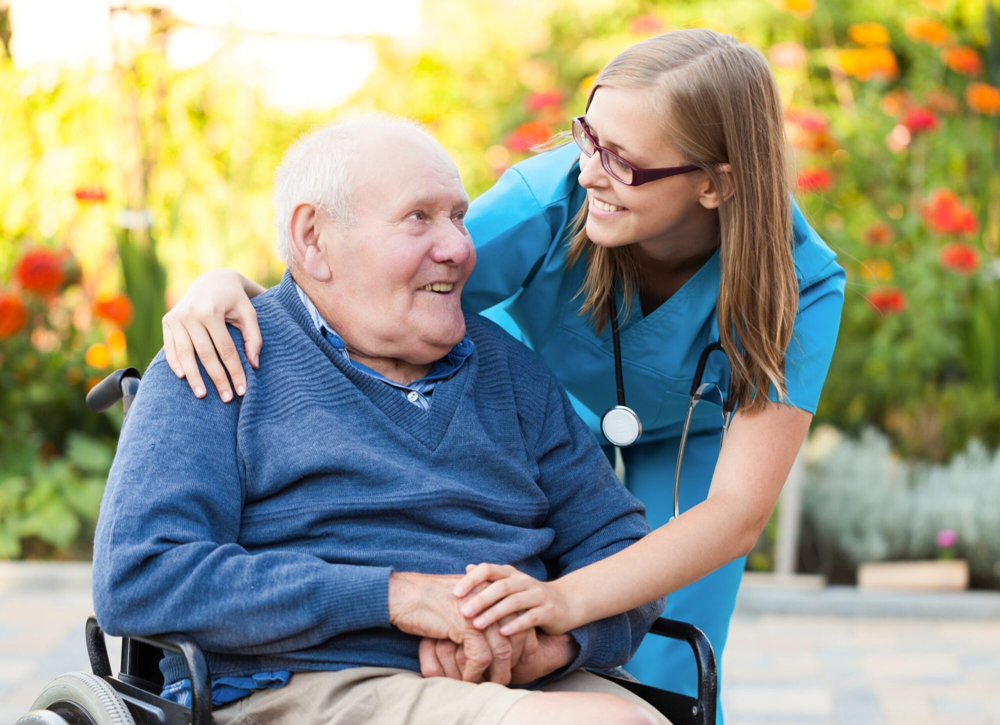 elderly man with a nurse