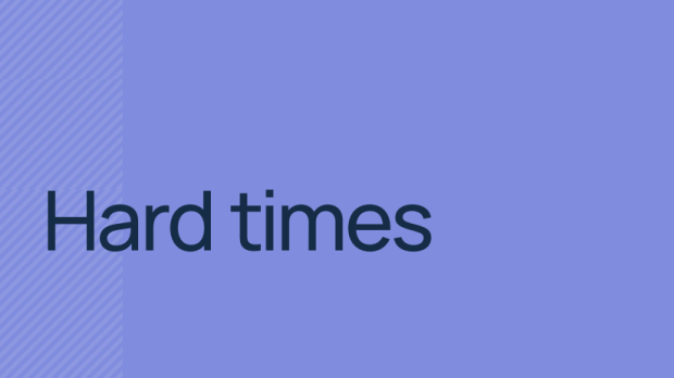 Hard times press release purple banner Howden